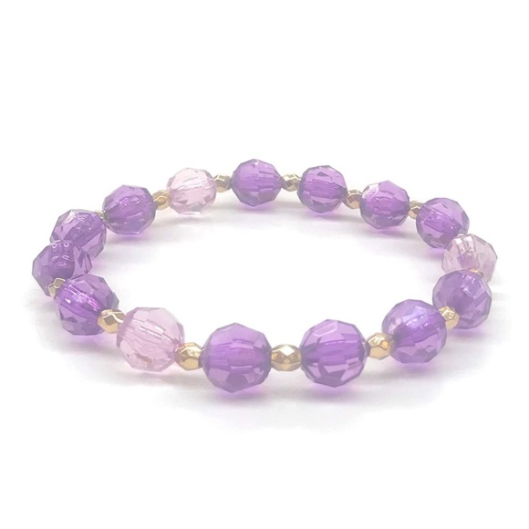 Shades of Purple Beaded Stretch Bracelet - Picture 1 of 3
